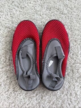 wonder nation Red and Gray Kids Water Shoes - Slip-On Mesh Aquasocks